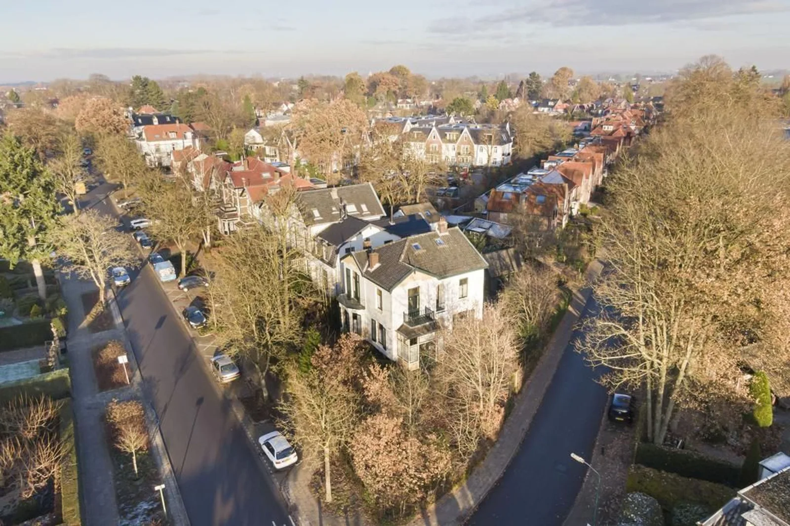 Huize Le Forestel, Baarn – luchtfoto van de villa tussen de bomen