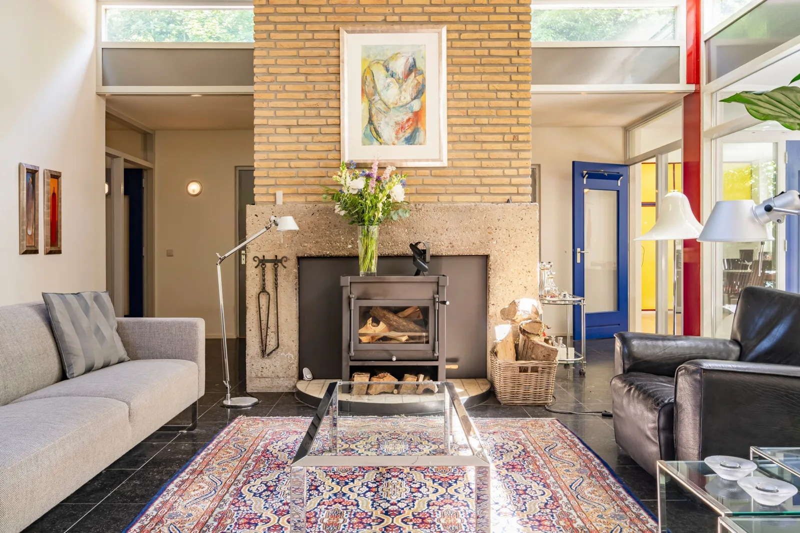Rietveld-bungalow Folgeralaan 13, Drachten – de open haard in de woonkamer