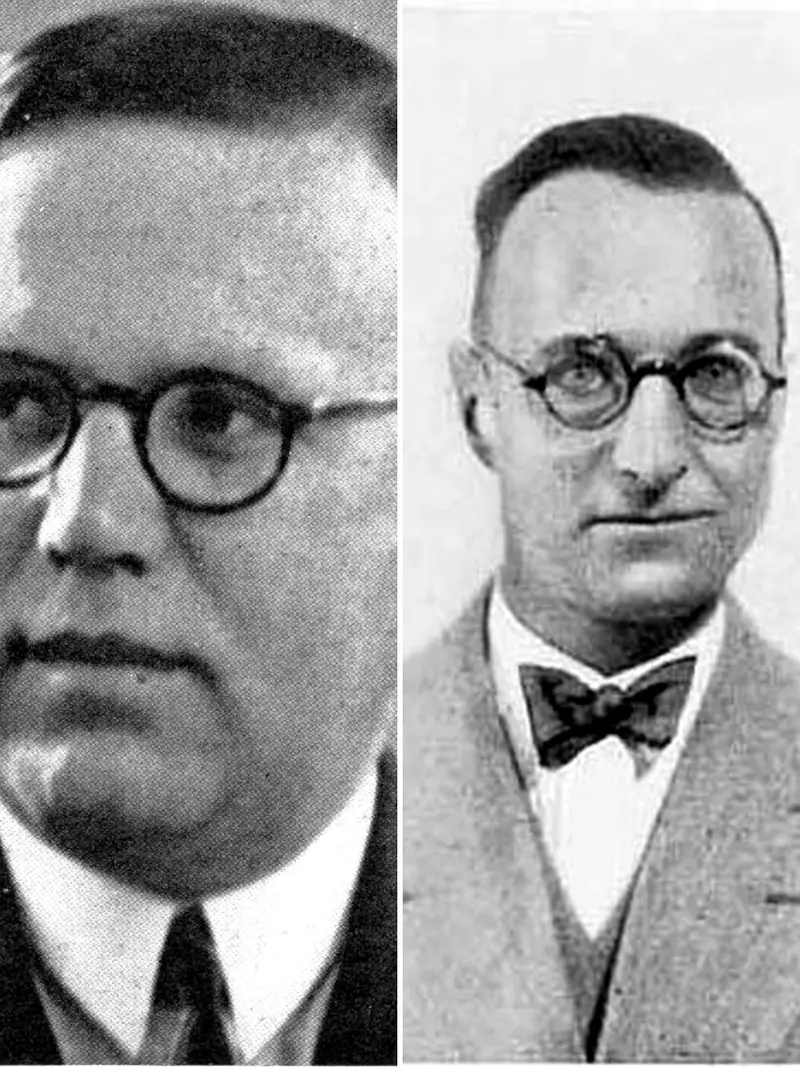 Portret van Johannes Brinkman (ca. 1938) en Leendert van der Vlugt (ca. 1936)